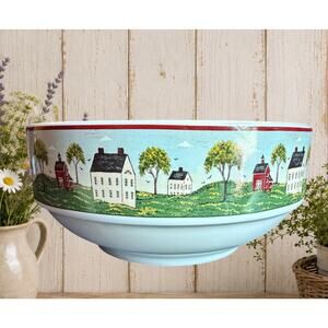 Vintage 1998 Sakura Warren Kimble Brandon House Country Life Serving Bowl